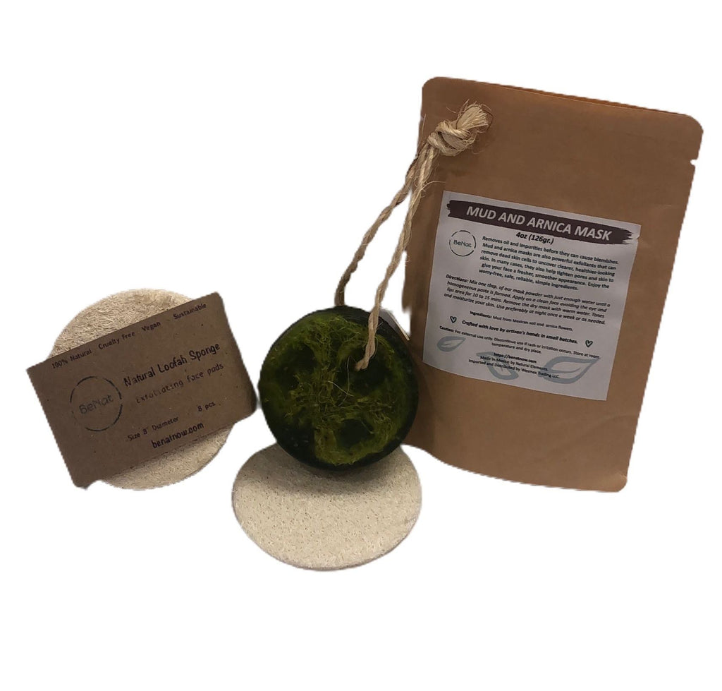 Clear Skin Acne Care Bundle – Natural Mud Mask, Soap Bar & Loofah (5-Piece Kit)