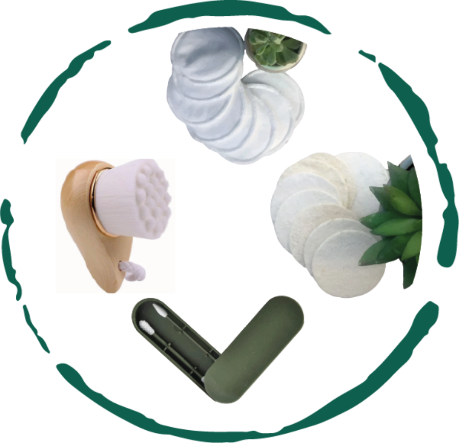 12-Piece Reusable Skincare Set – Eco-Friendly Facial Pads, Loofah, Bamboo Brush & Cotton Swabs