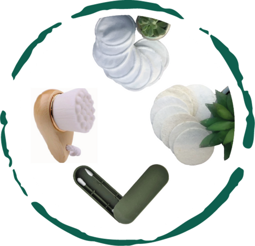12-Piece Reusable Skincare Set – Eco-Friendly Facial Pads, Loofah, Bamboo Brush & Cotton Swabs